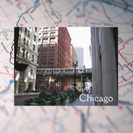 Cartão Postal Foto de Viagem do trem de loop elevado de Chicago