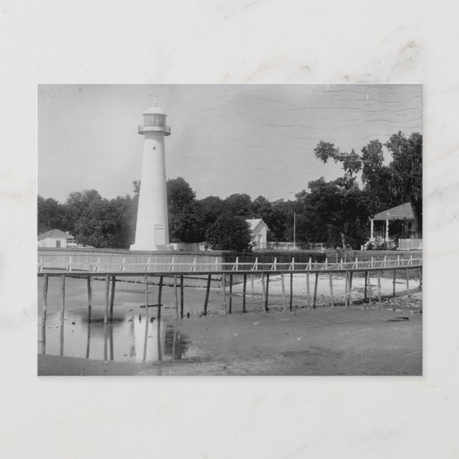 Cartão Postal Foto de Vintage de Biloxi Lighthouse (Frente)