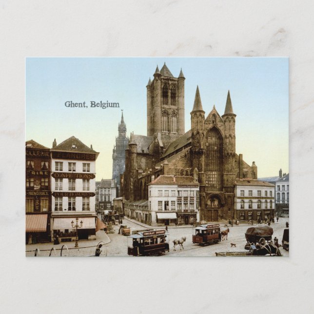 Cartão Postal Foto de Vintage: Ghent, Bélgica (Frente)