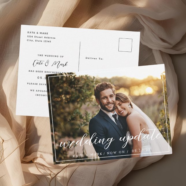 Cartão Postal Foto do Anúncio de Atualização de Casamento Elegan (Criador carregado)