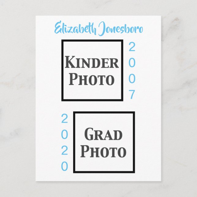 Cartão Postal Foto do Anúncio de Graduação Clássica e Agora (Frente)