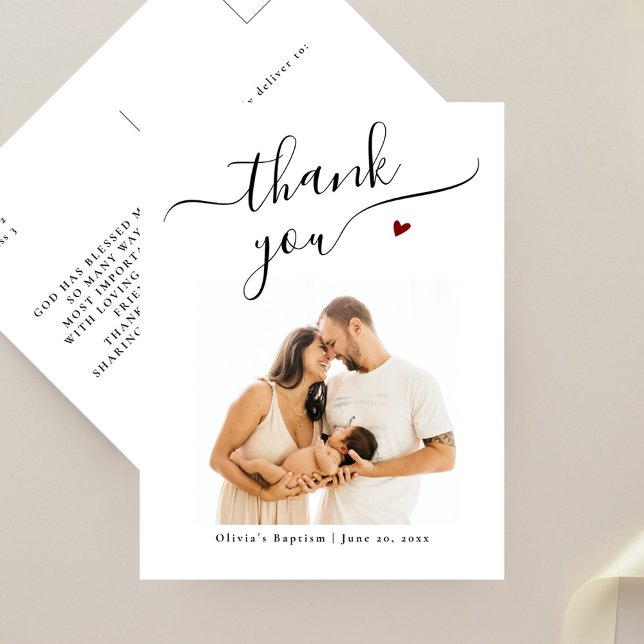 Cartão Postal Foto do Batismo da Caligrafia Negra Elegante Obrig (Criador carregado)