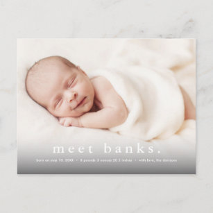 Cartão Postal Foto do bebê: anúncio de nascimento do nome modern