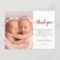 Foto Do Bebê Da Rapariga Rosa Twins - Obrigado
