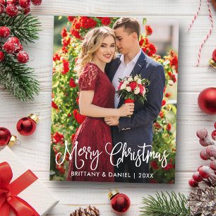 Cartão Postal Foto do Casal de Natal da Moderna Diversão de Cal