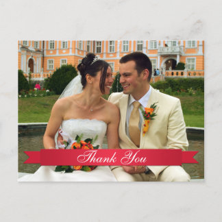 Cartão Postal Foto do casamento da fita vermelha personalizada o