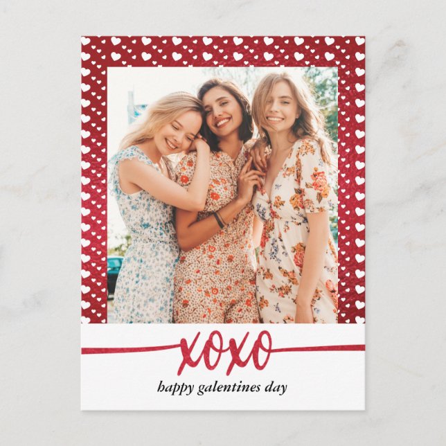 Cartão Postal Foto do Dia Feliz de Galentine (Frente)
