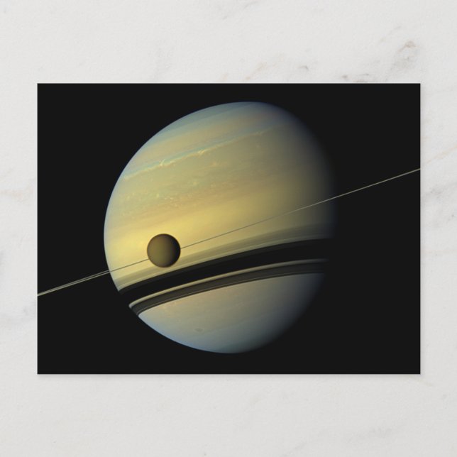 Cartão Postal Foto do Espaço de Saturno e Titan Cassini (Frente)