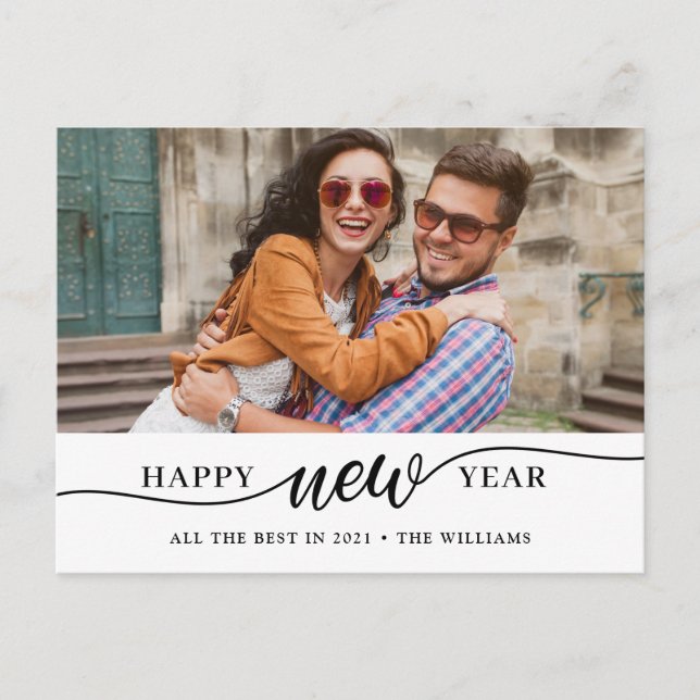 Cartão Postal Foto do feliz ano novo (Frente)