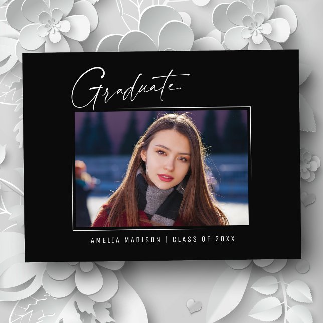 Cartão Postal Foto do Formando de Script de Tinta Elegante Minim (Criador carregado)