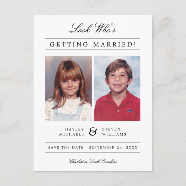 Cartão Postal Foto do Kid Salvar a Data | Branca (Frente)