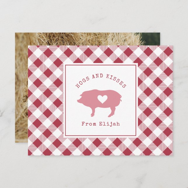 Cartão Postal Foto do Namorados de Porco Rosa Hoge Kisses (Frente/Verso)
