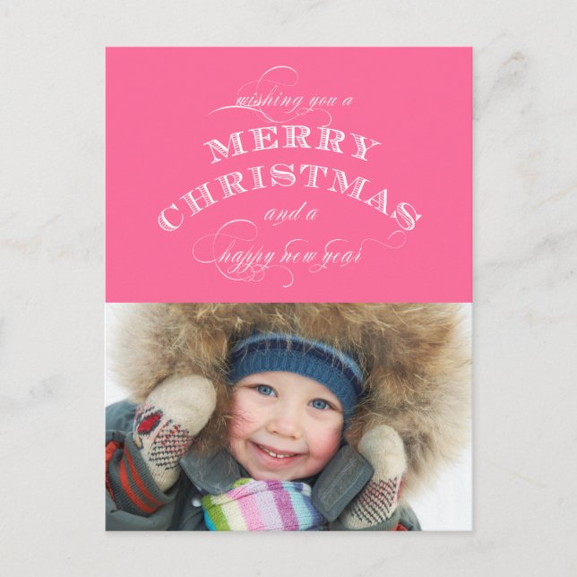 CARTÃO POSTAL FOTO DO NATAL HOLIDAY | COR DE ROSA (Frente)