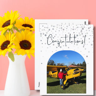 Cartão Postal Foto do Primeiro Voo Solo do Piloto, Aviação Perso