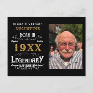 Cartão Postal Foto do Retro Dourado aniversário de 40 anos preto