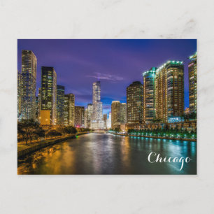 Cartão Postal Foto do Rio Chicago Illinois e da paisagem urbana