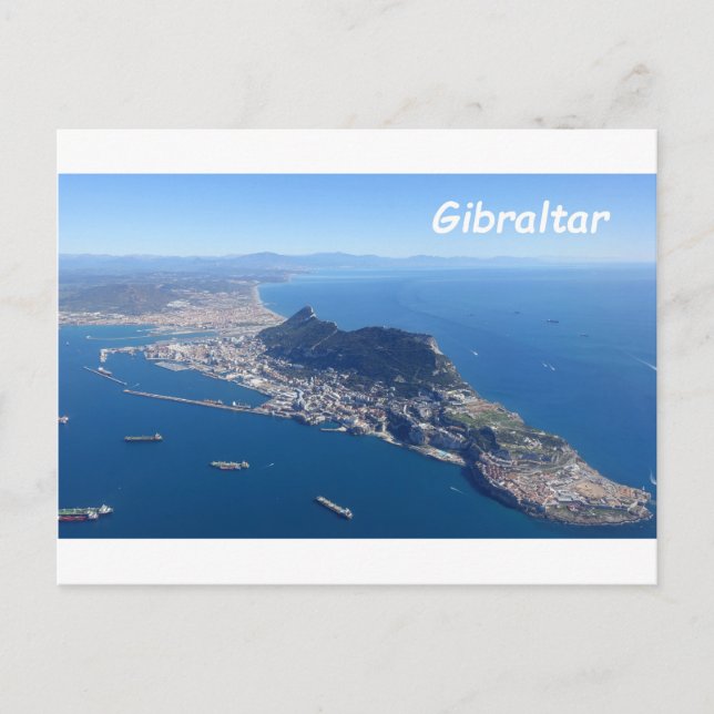 Cartão Postal Foto do Rochedo de Gibraltar vista de cima (Frente)