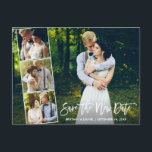 Cartão Postal Foto Do Script De Pincel 4 Salvar A Nova Data<br><div class="desc">Cartaz de Colagem de Foto do Novo Roteiro de Pincel Salvar a Nova Data de Adiamento do Casamento de Nova Data de Casamento Casal 4</div>