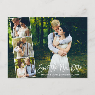 Cartão Postal Foto Do Script De Pincel 4 Salvar A Nova Data