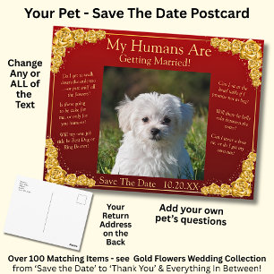Cartão Postal Foto do seu animal de estimação Salve a data Rosas