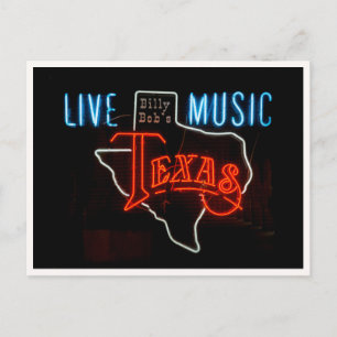 Cartão Postal Foto do Sinal de Neon Texas Música Ao Vivo