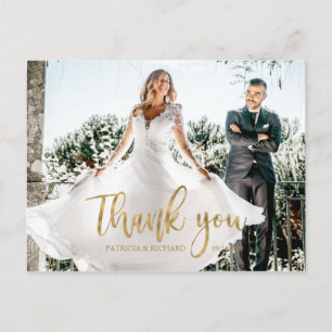 Cartão Postal Foto Elegante Caligrafia Casamento Agradecimento