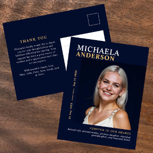 Cartão Postal Foto Elegante Moderna Funeral/Memorial Obrigado Po