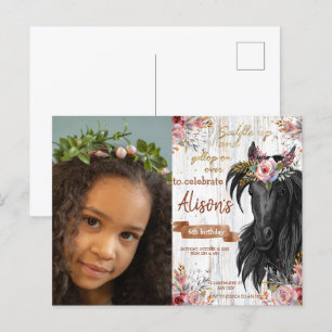 Cartão Postal Foto em aquarela cavalo aniversário vaqueira