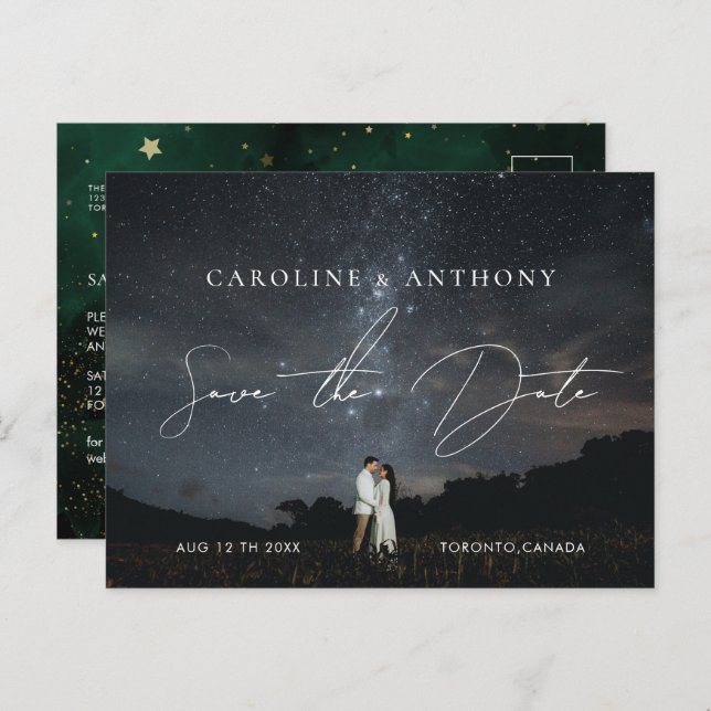 Cartão Postal Foto: Emerald Green Black Magical (Frente/Verso)