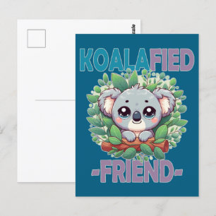 Cartão Postal Foto engraçada do Amigo Koalafied Pun Bonito bebê
