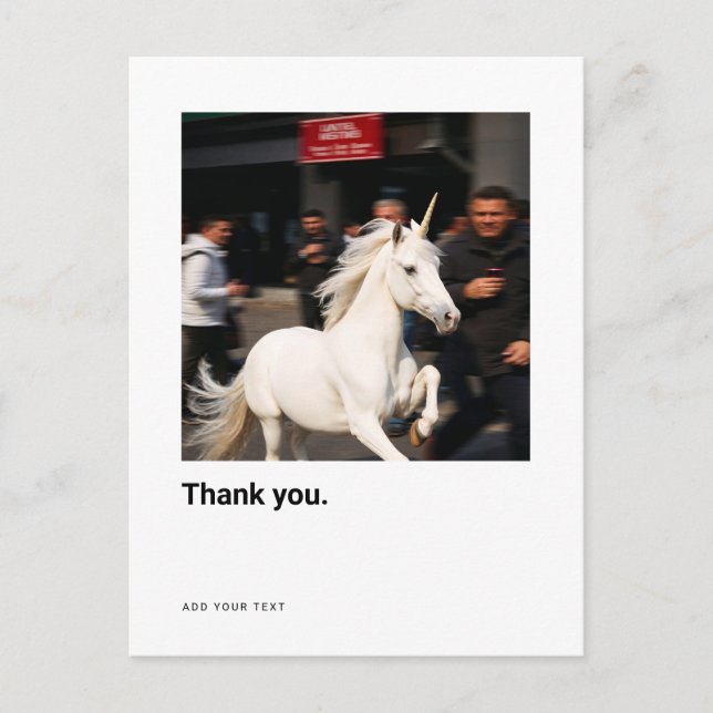 Cartão Postal Foto Engraçada do Unicórn Obrigado (Frente)