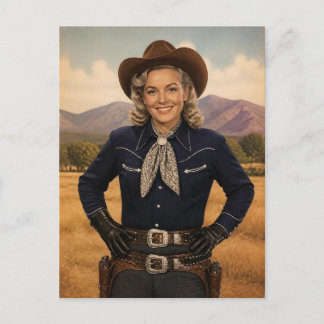 Cartão Postal Foto Estética de Cowgirl Western Vintage Retro