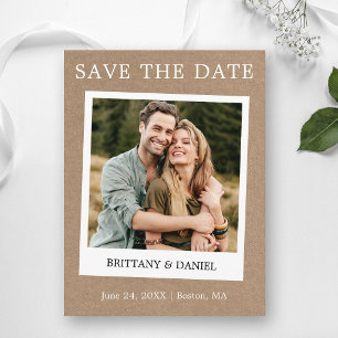 Cartão Postal Foto Estilo Câmera Instantânea Kraft Save The Date