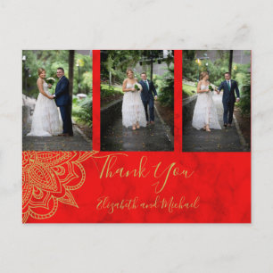 Cartão Postal Foto: Estilo Índio Casamento Dourado Vermelho Obr