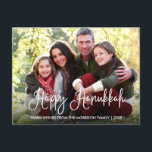 Cartão Postal Foto Feliz da Família Hanukkah de Caligrafia Moder<br><div class="desc">Cartão-postal da Feliz Família Hanukkah,  Script de Caligrafia Divertida Moderna</div>