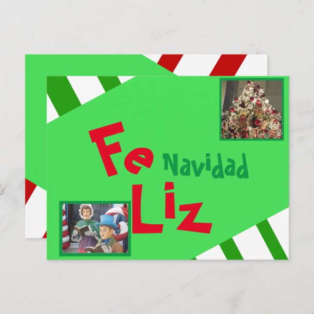 Cartão Postal Foto Feliz Natal Letreiro Espanhol Xmas Holid (Frente/Verso)