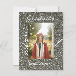 Cartão Postal foto formatura Silverglitter adicionar nome texto 