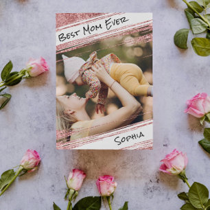 Cartão Postal Foto Glitter Dourada de Rosa moderna e bonita de s