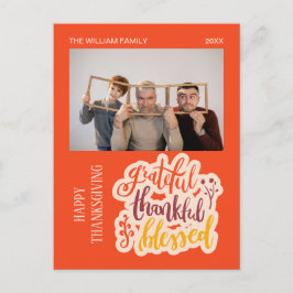 Cartão Postal Foto Laranja Outono Grato Agradecido Abençoado