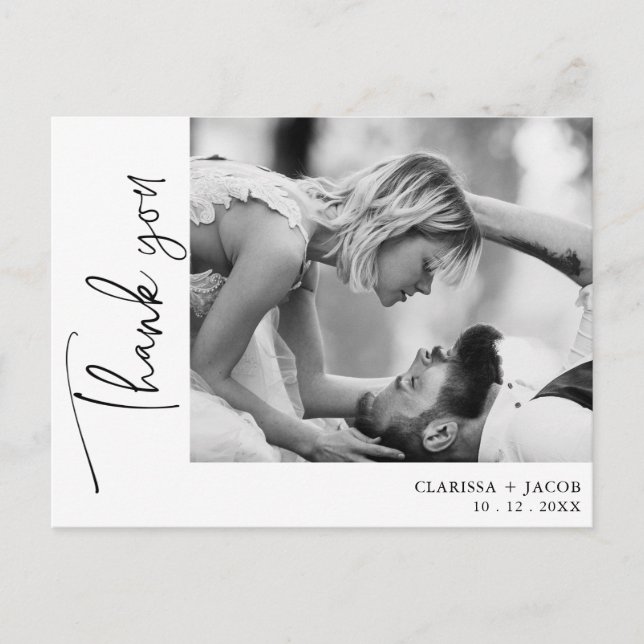 Cartão Postal Foto Lateral Escrita Preta Obrigado Cartão-Postal  (Frente)