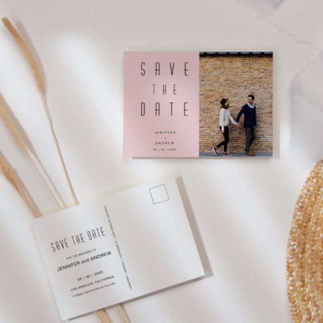 Cartão Postal Foto Mínima Moderna De Script Salva A Data (Criador carregado)