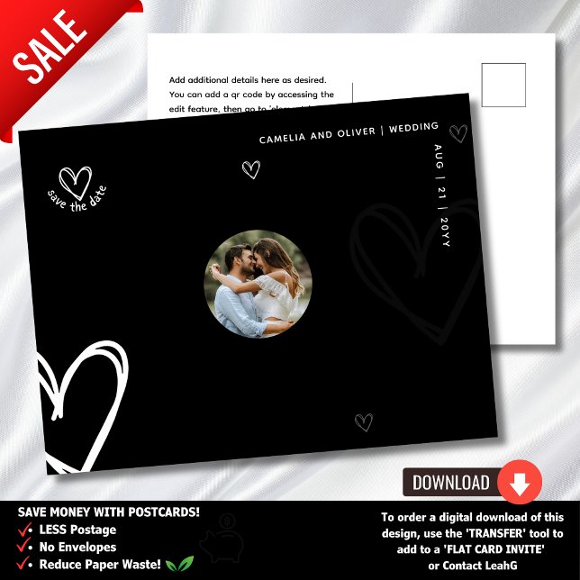 Cartão Postal FOTO MÍNIMA Salvar Data - Moderno de Qualidade Pre (Criador carregado)