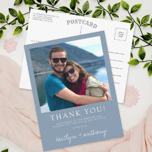 Cartão Postal Foto minimalista azul-polistim moderna