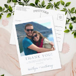 Cartão Postal Foto minimalista azul-polistim moderna<br><div class="desc">Diga obrigado seu estilo com esse obrigado de fotos de casamento moderno e muito moderno que você faz. O design é fácil de personalizar com seu próprio texto e sua família e amigos ficarão entusiasmados quando receberem esse obrigado fabuloso. Itens correspondentes podem ser encontrados na coleção.</div>
