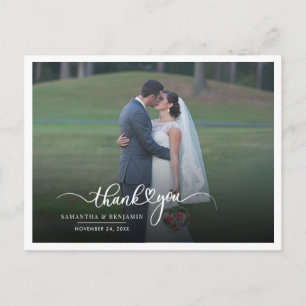 Cartão Postal Foto Moderna - Casamento Com Letra De Mão Obrigado