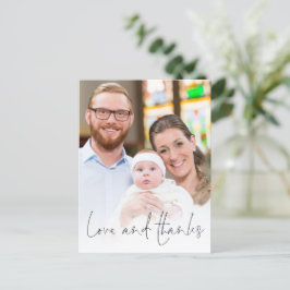 Cartão Postal Foto moderna Cruzando Natal Batismo Obrigados de A