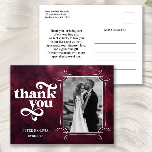Cartão Postal Foto Moderna de Agradecimento de Casamento em Borg