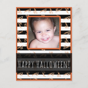 Cartão Postal Foto moderna de Halloween preto e branco listras B