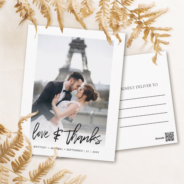 Cartão Postal Foto moderna de Obrigados e amor Obrigado (Show your appreciation to your loved ones with an awesome photo thank-you card!)