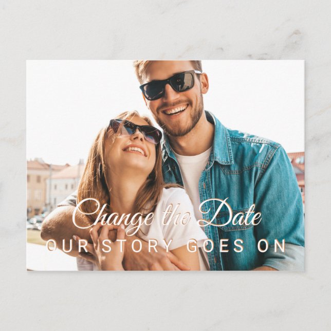 Cartão Postal Foto moderna muda a data do adiamento do casamento (Frente)